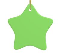 Pendentifs de Noël en céramique vert clair en forme d'étoile, tous avec trous perforés et cordes dorées pour une suspension facile