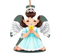 Pendentifs de Noël mignons en bois imprimés petit ange, simples et respectueux de l'environnement, décorations de vacances