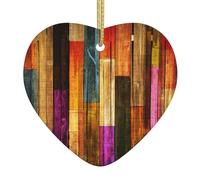 Pendentifs décoratifs en céramique pour sapin de Noël en bois peint coloré en forme de cœur pour roman 1 pièce