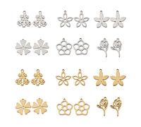 Pendentifs en acier inoxydable pour la fabrication de bijoux - Lettres mixtes - Feuille - Étoile - Lune - Forme humaine - Fait à la main - Boucles d'oreilles, bracelets, Métal, Acier inoxydable.