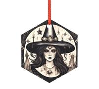 Pendentifs en acrylique pour sapin de Noël - Sorcière magique - Style bohème - À utiliser comme décoration d'automne et d'Halloween