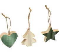 Pendentifs en bois Noël Set cœur arbre étoile menthe vert blanc 9 pièces