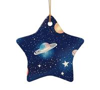 Pendentifs en céramique à suspendre pour sapin de Noël Motif univers ciel étoilé