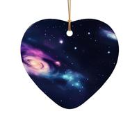 Pendentifs en céramique à suspendre pour sapin de Noël - Univers galaxie espace - Cadeaux festifs en porcelaine