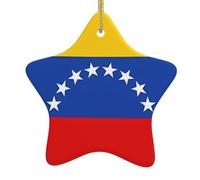 Pendentifs en céramique avec drapeau du Venezuela en forme d'étoile, adaptés pour les centres commerciaux, les maisons et autres lieux de Noël.