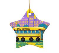 Pendentifs en céramique en forme de bus scolaire pour artisanat personnalisé et cadeaux Décoration de porte en forme de cœur