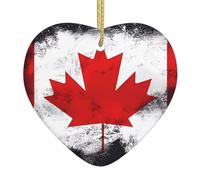 Pendentifs en céramique en forme de drapeau canadien pour sapin de Noël, décorations de vacances, décorations parfaites pour sapin de Noël, souvenirs de Noël.