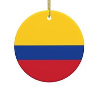Pendentifs en céramique en forme de drapeau de la Colombie en forme de sapin de Noël, centres commerciaux, supermarchés, magasins de Noël, pendentifs ronds de 7,4 cm,
