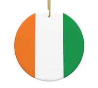 Pendentifs en céramique en forme de drapeau de la Côte d'Ivoire, centres commerciaux, supermarchés, magasins de Noël, pendentifs ronds de 7,4 cm,