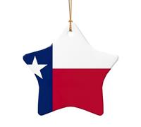 Pendentifs en céramique en forme de drapeau de l'État du Texas pour artisanat personnalisé et cadeaux Décoration de porte en forme de cœur