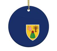 Pendentifs en céramique en forme de drapeau des îles Turques et Caïques en forme de sapin de Noël, centres commerciaux, supermarchés, magasins, pendentifs de Noël, pendentifs ronds de 7,4 cm,