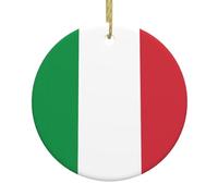 Pendentifs en céramique en forme de drapeau italien pour sapin de Noël, centres commerciaux, supermarchés, magasins de Noël, pendentifs ronds de 7,4 cm,