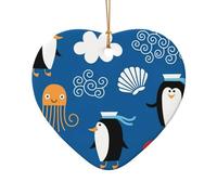 Pendentifs en céramique en forme de tortue pingouin pour artisanat personnalisé et cadeaux en forme de cœur Décoration de porte