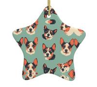 Pendentifs en céramique en forme d'étoile avec avatars d'animaux de Noël, adaptés pour les centres commerciaux, les maisons et autres lieux de Noël.