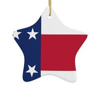 Pendentifs en céramique en forme d'étoile avec drapeau du Texas, adaptés pour les centres commerciaux, les maisons et autres lieux de Noël.