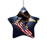 Pendentifs en céramique en forme d'étoile en forme d'aigle du Nord - Ornements faits à la main en porcelaine dorée pour décoration de Noël