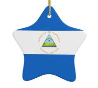 Pendentifs en céramique motif drapeau du Nicaragua en forme d'étoile de Noël, convient pour les centres commerciaux, les maisons et autres lieux de Noël.