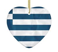 Pendentifs en céramique pour sapin de Noël avec drapeau grec, décorations de vacances, décorations parfaites pour sapin de Noël, souvenirs de Noël.