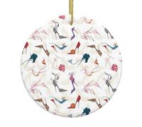 Pendentifs en céramique pour sapin de Noël en forme de chaussures à talons hauts, ornements de Noël ronds personnalisés pour roman 1 pièce