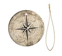 Pendentifs en forme de boussole pour sapin de Noël, ornements en céramique, décorations de Noël personnalisées, roman