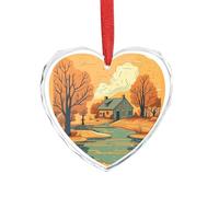 Pendentifs en forme de cœur en verre en forme de rivière devant la maison pour décoration de Noël, décorations à suspendre pour sapin de Noël, décorations en cristal photo personnalisées pour couples