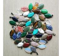 Pendentifs en Pierre Naturelle mélangée œil de Cheval 50 pièces 14x27mm Fabrication de Bijoux en Gros