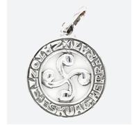 Pendentifs et Médailles femme - Bijoux Basques - Pendentif croix basque 'Lauburu' argent gravé - Couleur de la matière:Blanc - Blan