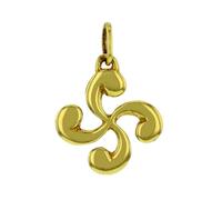 Pendentifs et Médailles femme - Bijoux Basques - Pendentif croix basque plaqué-ordiamètre 20mm - Couleur de la matière:Jaune - Jau