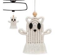 Pendentifs fantômes tissés, ornements d'Halloween - Ornement de rétroviseur de voiture fantôme d’Halloween tissé | Créez une atmosphère saisonnière en macramé, accessoires de photographie pour voiture