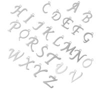 Pendentifs Lettres en Acier Inoxydable pour Créations Diy, 26 Pièces | Argenté, Perforations Prévues, Usage pour Colliers et Bracelets, Style Créatif pour Loisirs Manuels