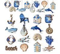 Pendentifs Maritimes, Décoration Nautique,Décoration Marine - Ensemble de 22 Pendentifs Nautiques en Bois Naturel - Style Rétro - Parfait pour Décorer la Maison, les Restaurants et les Événements