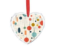 Pendentifs modernes du milieu du siècle en verre en forme de cœur pour décoration de Noël, décorations à suspendre pour sapin de Noël, décorations en cristal photo personnalisées pour couples, famille