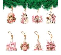 Pendentifs Ornements pour Arbre de Noël - Rose 8 pièces pendentifs de Noël Ornements d'arbre - Fournitures de Noel Bonhomme de Neige Décorations de Vacances Vintage pour cheminée et Noel