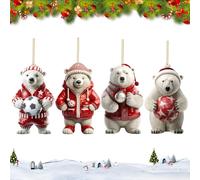 Pendentifs Ours Polaire Décoration de Sapin de Noël, Pendentif Arbre de Noël Ours Polaire Acrylique, Pendentif Polar Bear Accessoires Suspendus de Noël, Pendentif Artisanal de Noël Cadeaux Festival