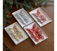 Pendentifs papillon finis à paillettes avec texture complexe semblable à une maille pour ajouter du charme festif aux espaces intérieurs et à l'installation d'occasions spéciales (B-rose)