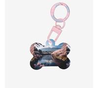 Pendentifs personnalisés double face en forme d'os pour chiens et chats Motif paysage du Japon Mount Fuji