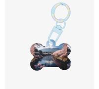 Pendentifs personnalisés double face en forme d'os pour chiens et chats Motif paysage du Japon Mount Fuji