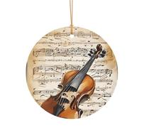 Pendentifs ronds en aluminium pour sapin de Noël (papillon et violoncelle) - 8 cm