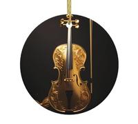 Pendentifs ronds en céramique de Noël MJHKXLJ aux tons dorés luxueux, papillons et violoncelle imprimés sont lisses et délicats pour la décoration de vacances, de fête, de danse et de vitrine