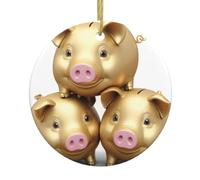 Pendentifs ronds en céramique de Noël YYHWHJDE The Three Little Pig imprimés sont lisses et délicats pour la décoration de vacances, de fête, de danse et de vitrine