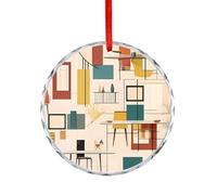 Pendentifs ronds en cristal de Noël, décorations de Noël personnalisées pour les fêtes, décorations de Noël modernes du milieu du siècle à suspendre pour cheminées, mariage, cadeau