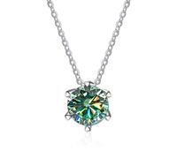 Pendentins de Couleur D à 1-2 CT pour Femmes en Or, Necklace de Diamant Moissanite avec tête de Bois Bleu/Jaune/Vert, Parure d'anneau sans Molleton