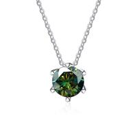 Pendentins de Couleur D à 1-2 CT pour Femmes en Or, Necklace de Diamant Moissanite avec tête de Bois Bleu/Jaune/Vert, Parure d'anneau sans Molleton