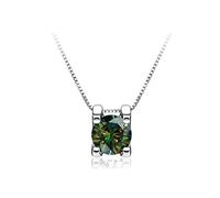Pendentins de Couleur D à 1-2 CT pour Femmes en Or, Necklace de Diamant Moissanite avec tête de Bois Bleu/Jaune/Vert, Parure d'anneau sans Molleton