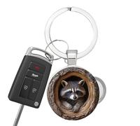 Penderant Raccoon - Porte-clés Raccoon | Hollow Tree Racco on Bag Keychain | Porte-clés animal pour sac à dos | Sacs décoratifs Charm PUNSE SCHOOL BASSE TRAVE HOME AVENTURE USA Accessoires