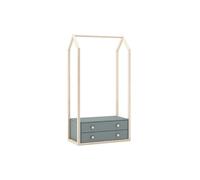 Penderie 2 Tiroirs en MDF et Pin Coloris Gris Vert et Naturel - KAINA -