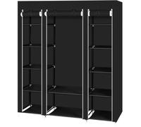 Penderie Armoire de rangement Garde-robe ALIGHTUP - Noir - 150 x 45 x 175 cm - 5 étagères de rangement