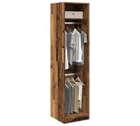 Penderie aspect bois vieilli 50 x 50 x 200 cm, compacte, avec espace de rangement, tringle à vêtements, étagères, pour chambre à coucher, chambre d'enfant, garde-robe, système de rangement moderne