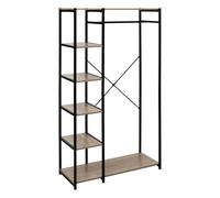 Penderie Avec 5 Étagères De Rangement En Mdf Et Fer - H. 170 Cm - Marron Et Noir Marron