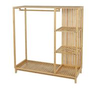 Penderie bambou 3 étagères + Barre penderie - 120 x 47,5 x H128 cm